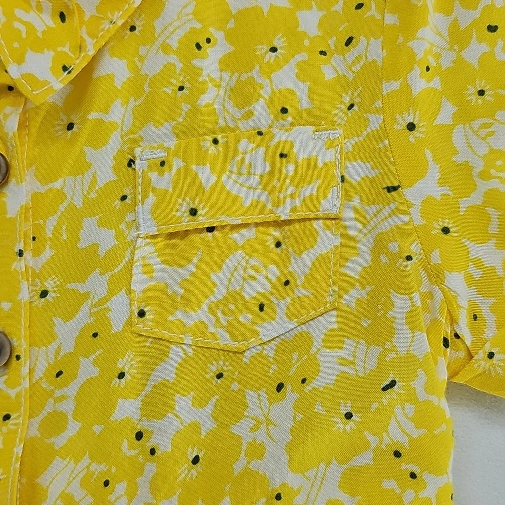 Old Navy Baby Girl Yellow Floral Button-Front Dress – Short Sleeve
